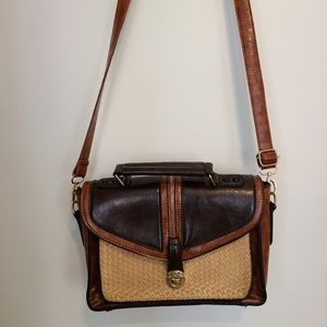 Vintage brown leather cross body purse